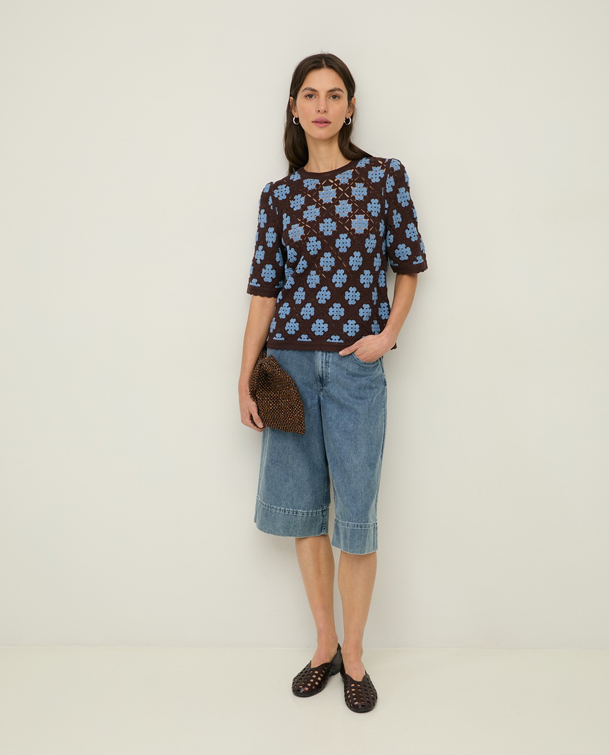 Organic-cotton denim Bermuda shorts|Yerse 1