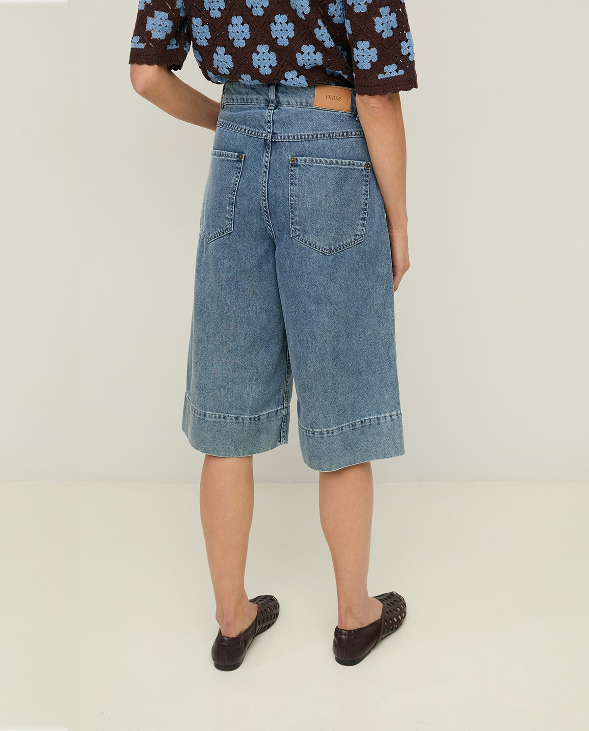 Organic-cotton denim Bermuda shorts|Yerse 3