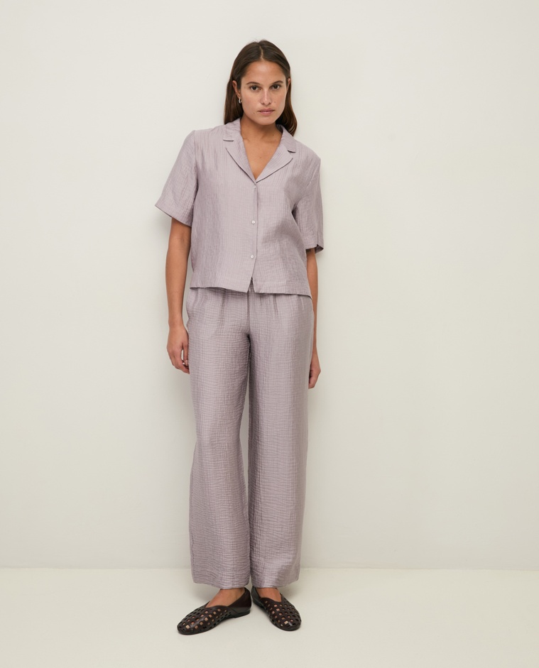 Flowy wrinkle-effect wide-leg trousers|Yerse