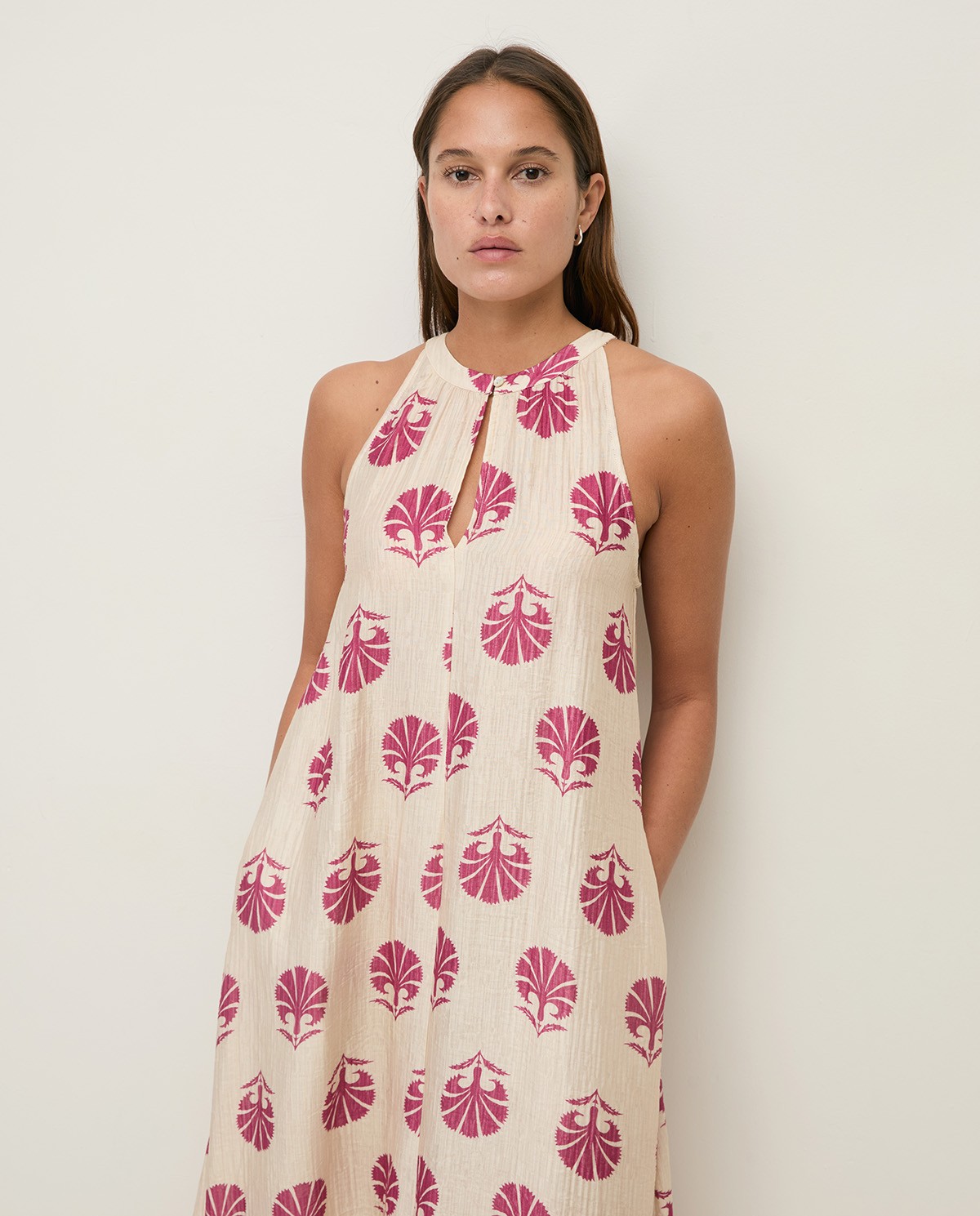 Long print dress with shirring|Yerse 2