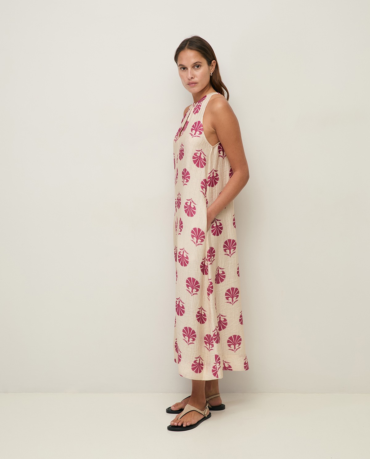 Long print dress with shirring|Yerse 4