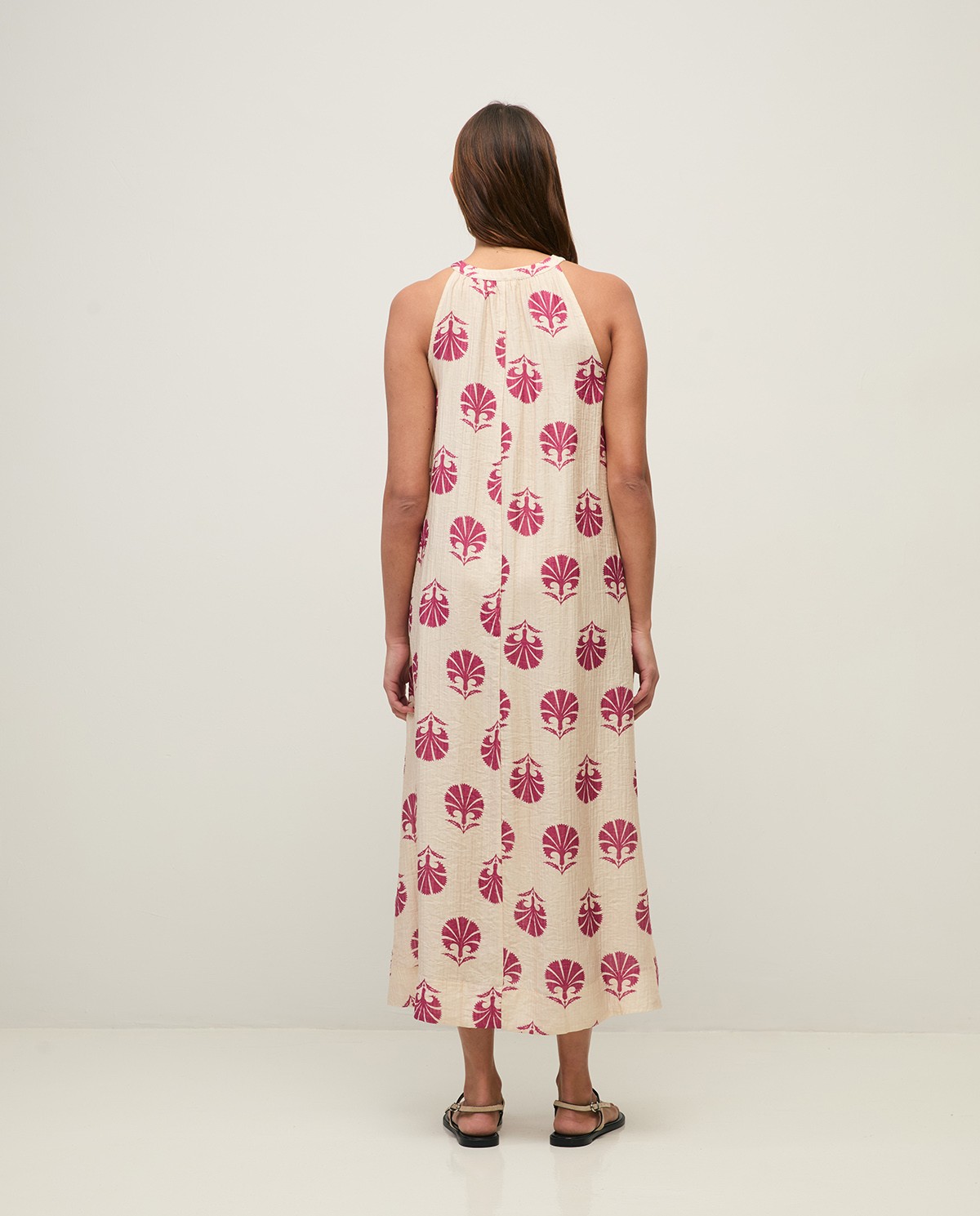 Long print dress with shirring|Yerse 5