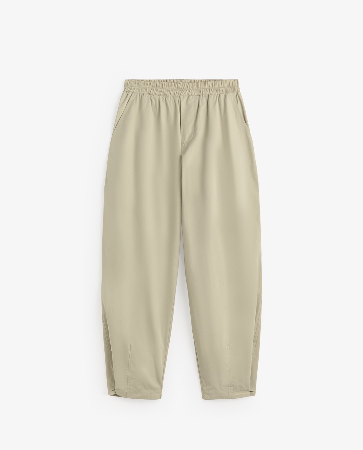 Pantalón algodón con botón en bajo en color verde aguamarina, vista frontal con detalle del tejido 10