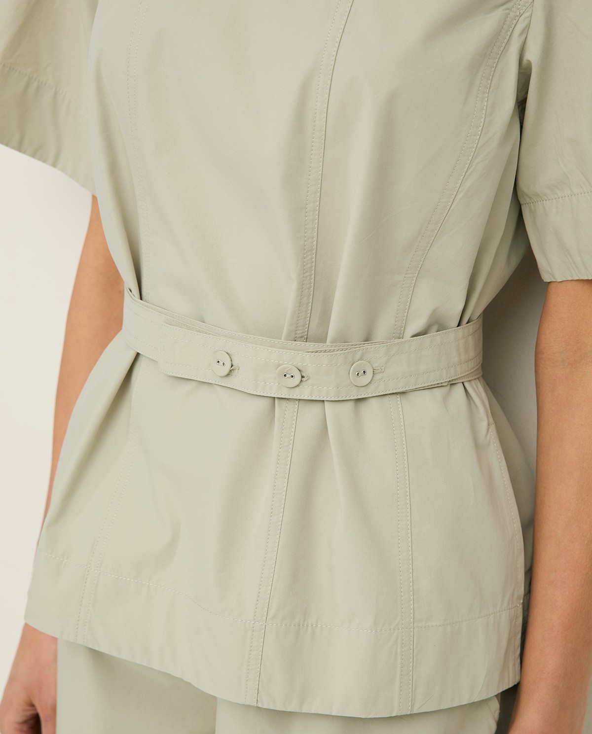 Blusa popelín cuello redondo