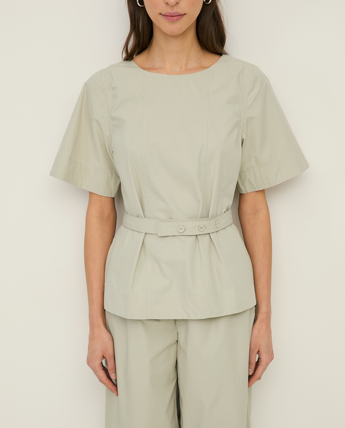 Blusa popelín cuello redondo