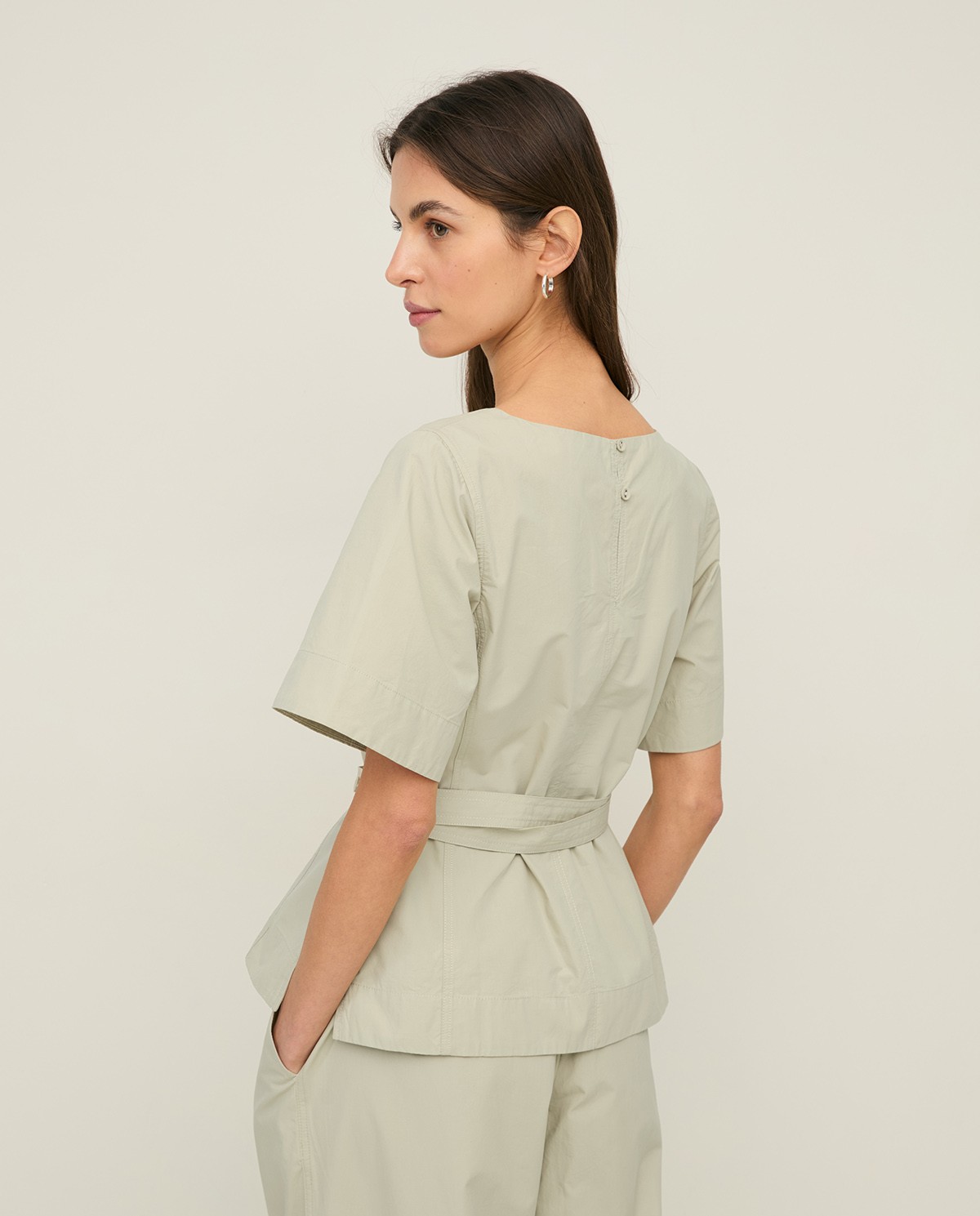 Blusa popelín cuello redondo