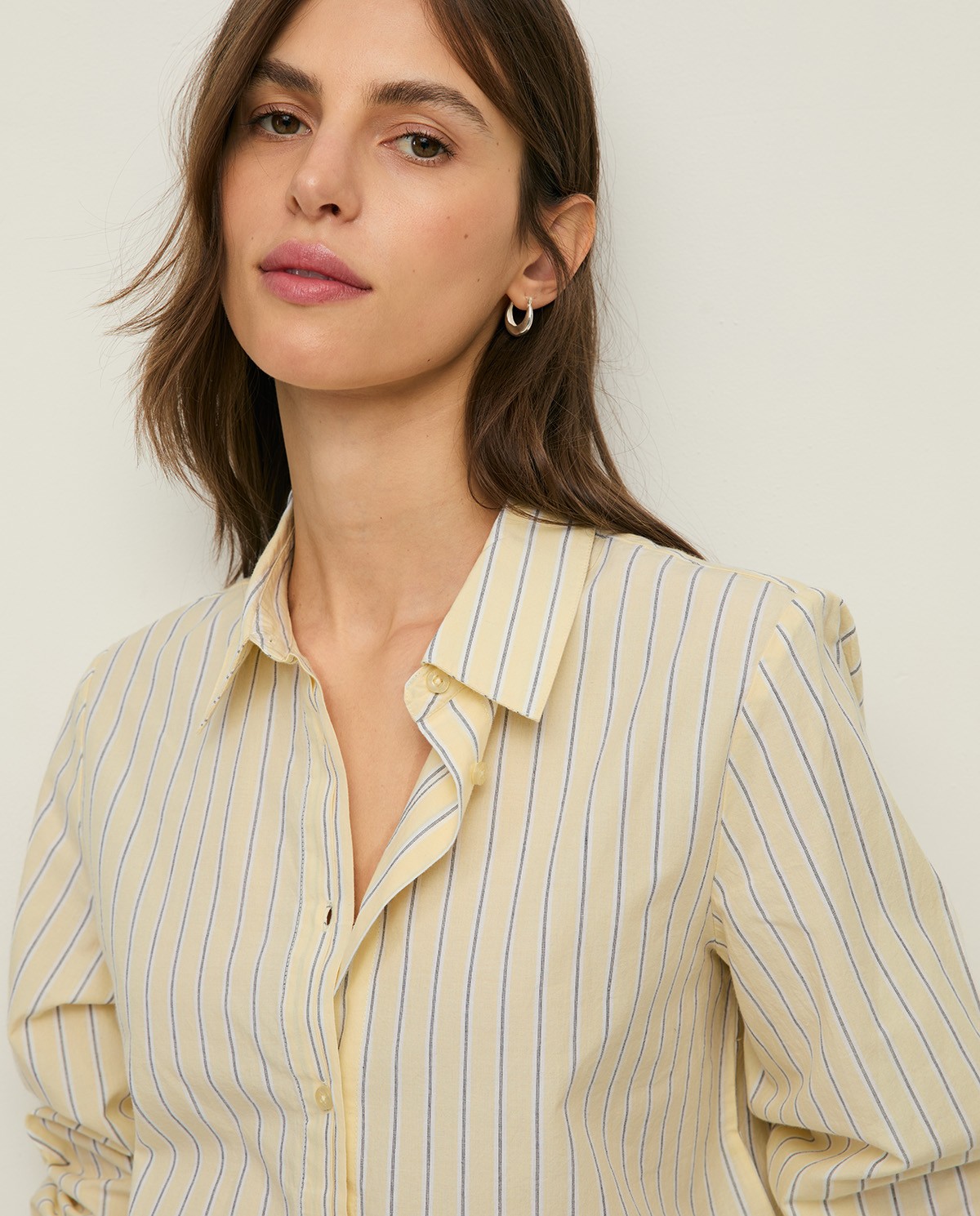 Regular-fit striped organic-cotton shirt|Yerse 1