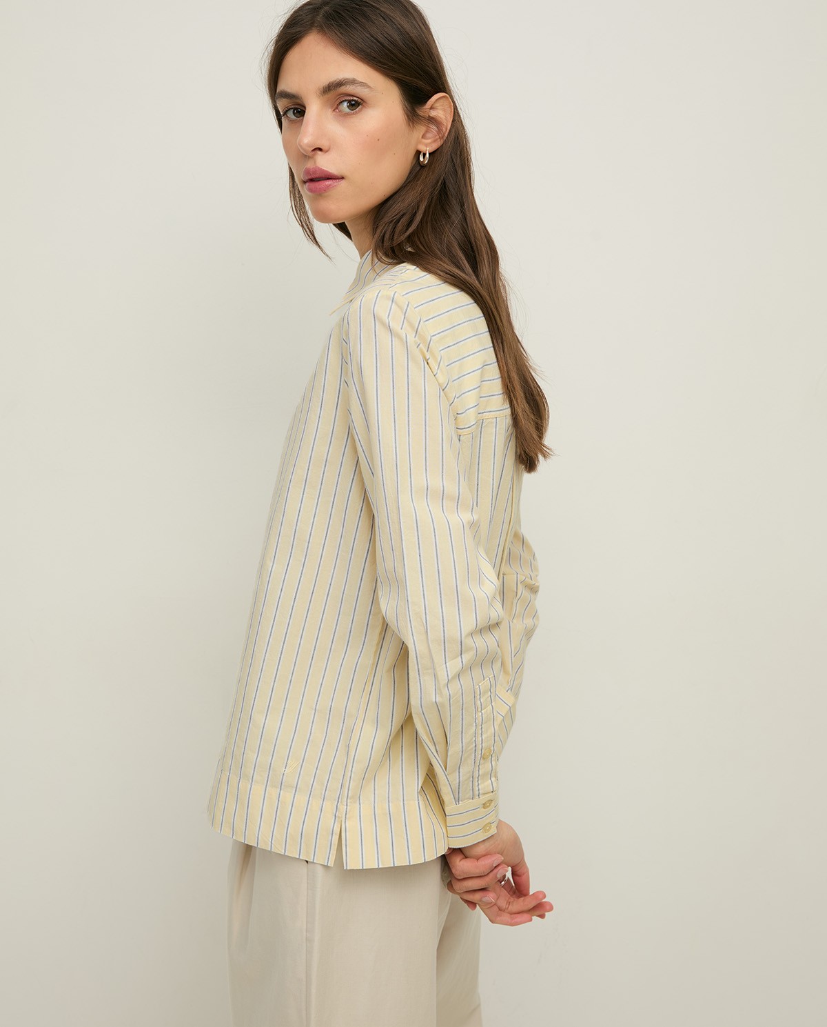 Regular-fit striped organic-cotton shirt|Yerse 2