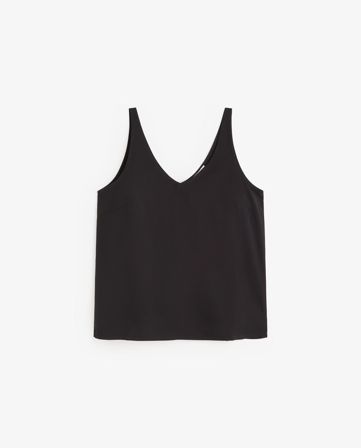 Top escote y espalda de pico en color negro, vista frontal con detalle del tejido 6