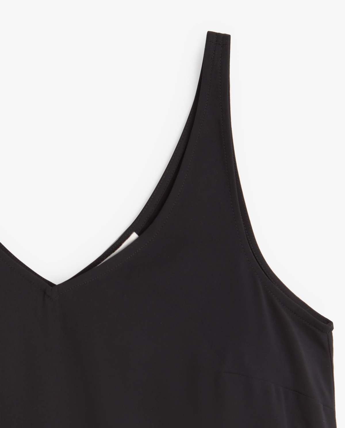 Top escote y espalda de pico en color negro, vista frontal con detalle del tejido 7
