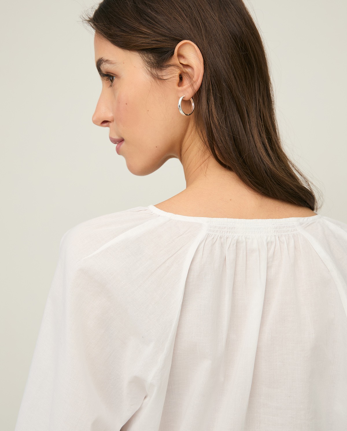 Organic-cotton Henley neckline blouse|Yerse 3