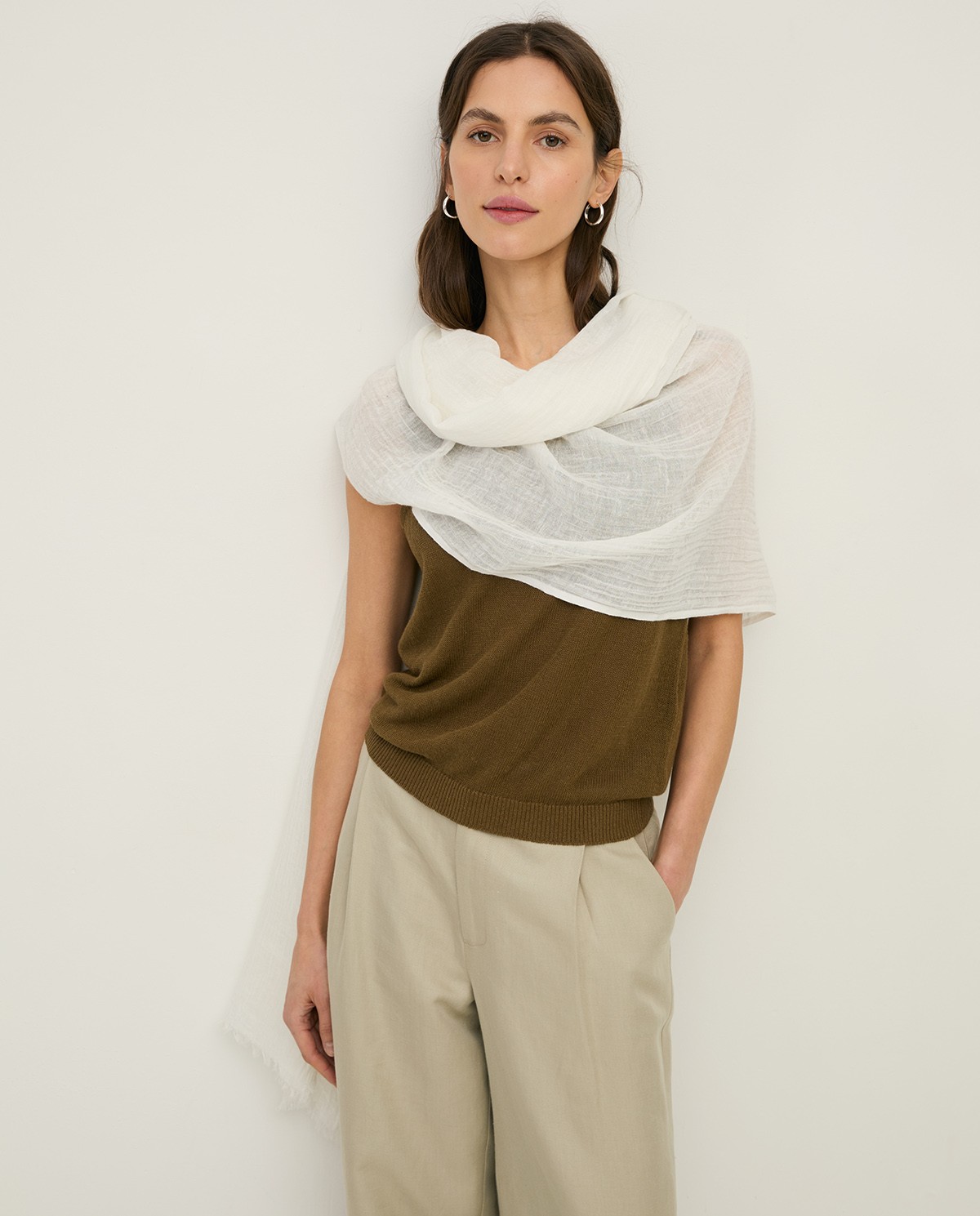 Cotton-linen blend foulard|Yerse 1