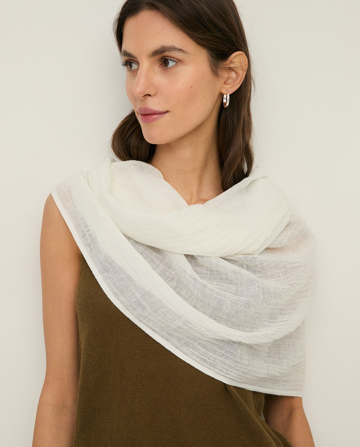 Cotton-linen blend foulard|Yerse