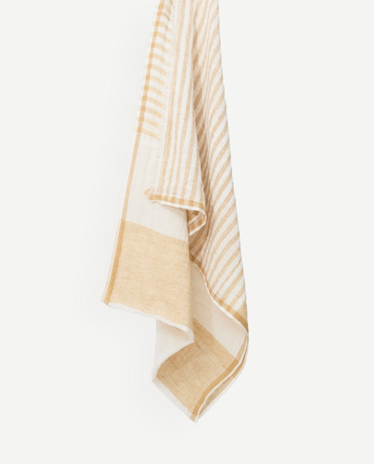 Striped linen-cotton foulard|Yerse