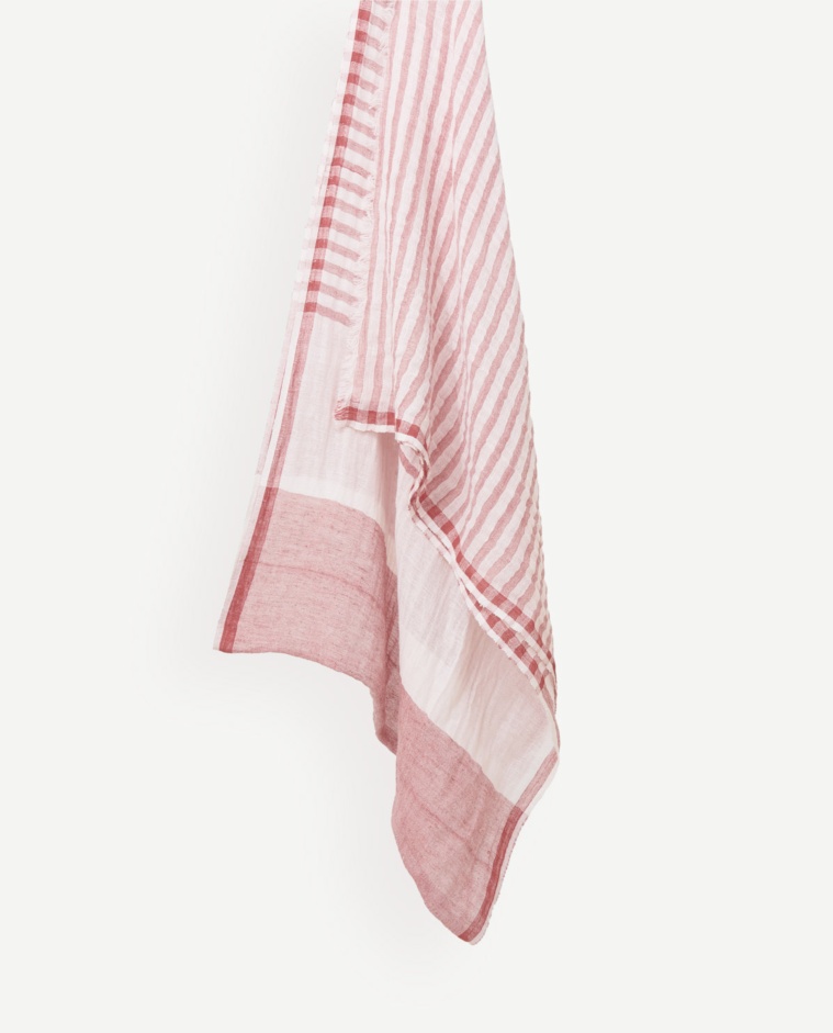Striped linen-cotton foulard|Yerse