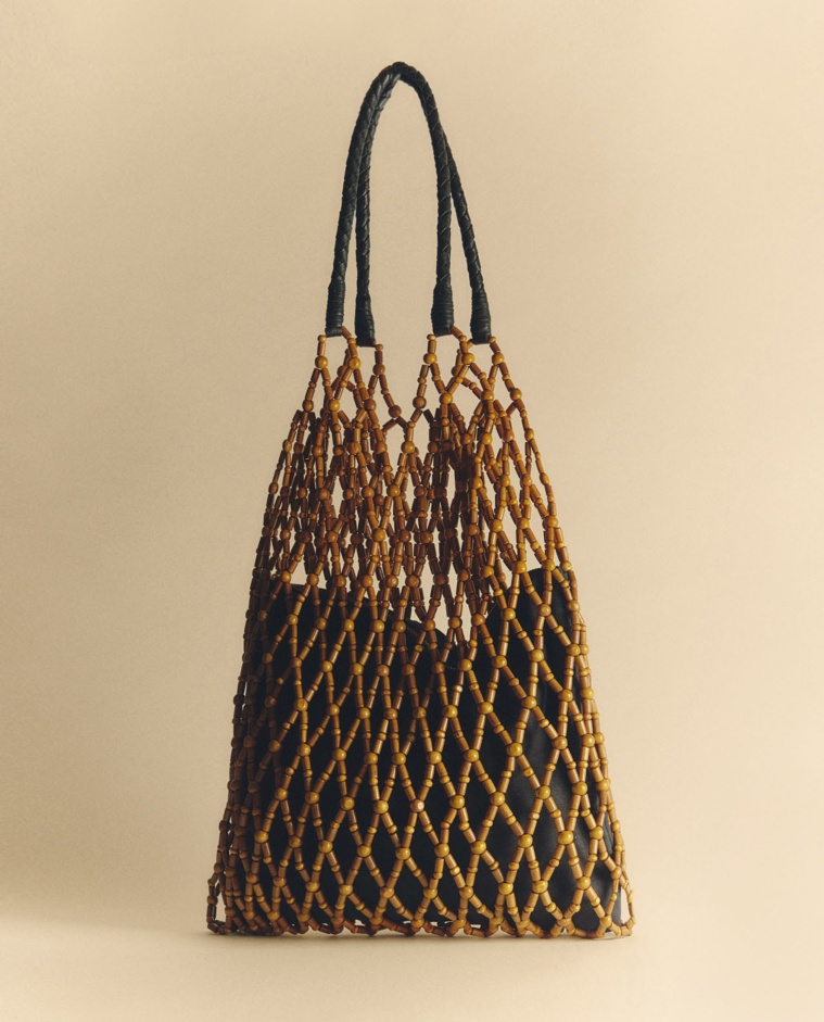 Mesh bag with wooden beads|Yerse