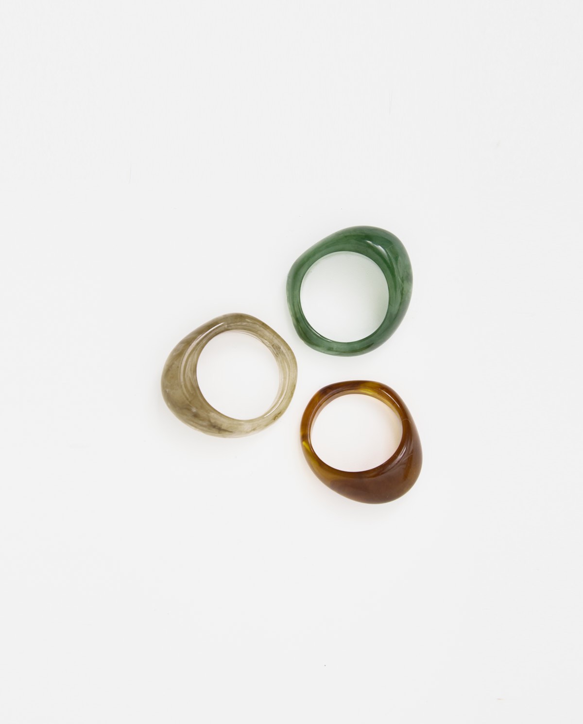 Set anillos efecto marmol y carey