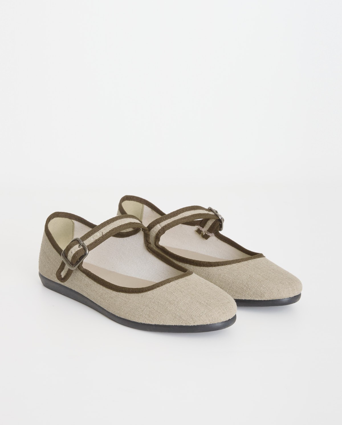 Linen ballerina flats with buckle|Yerse 1