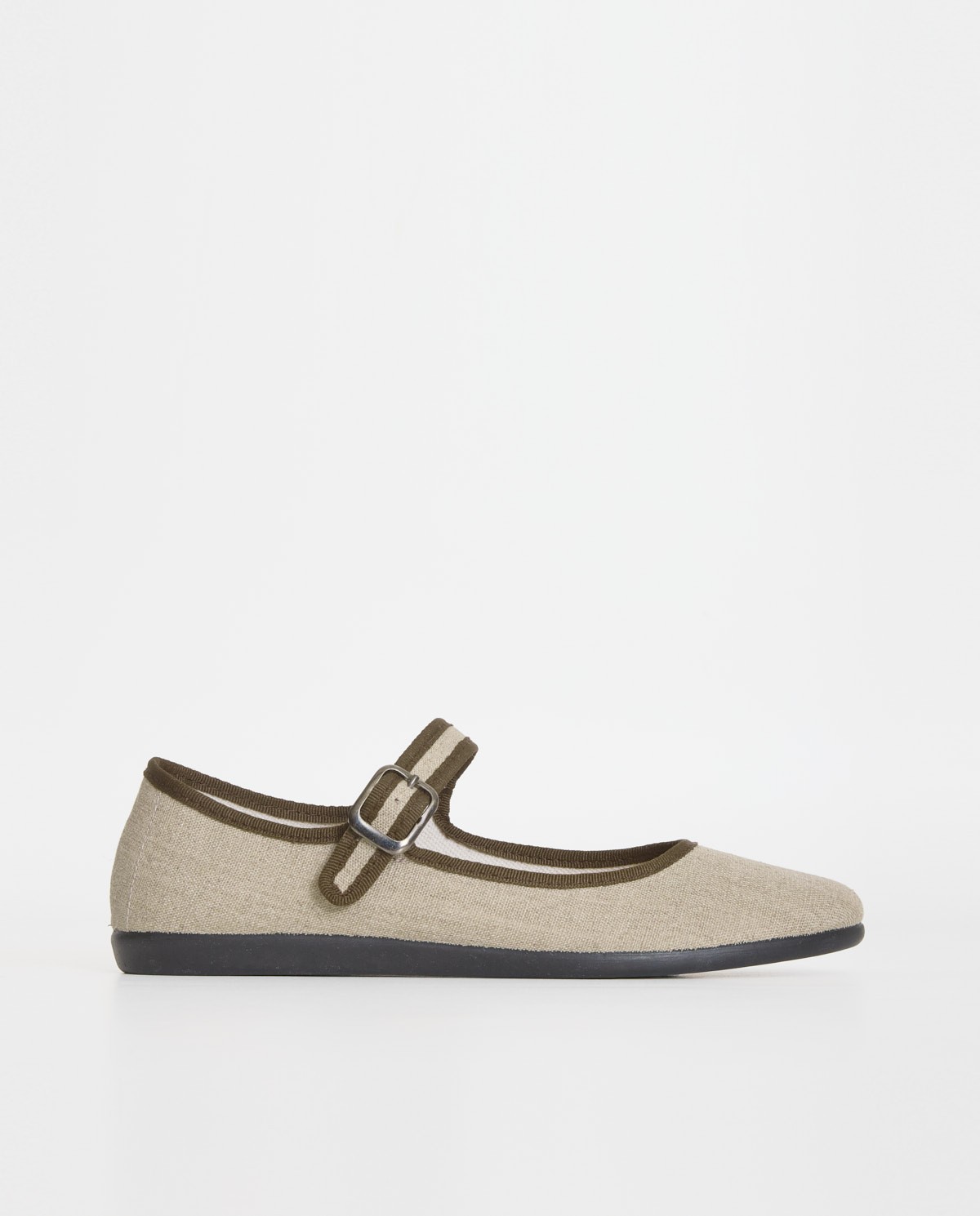 Linen ballerina flats with buckle|Yerse