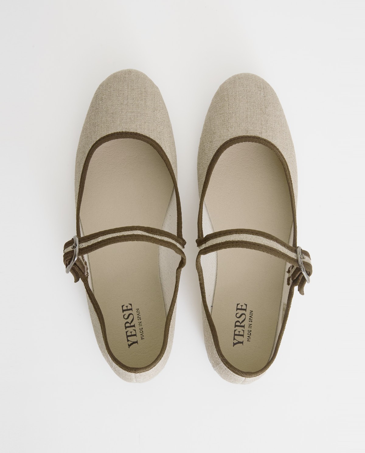 Linen ballerina flats with buckle|Yerse 3