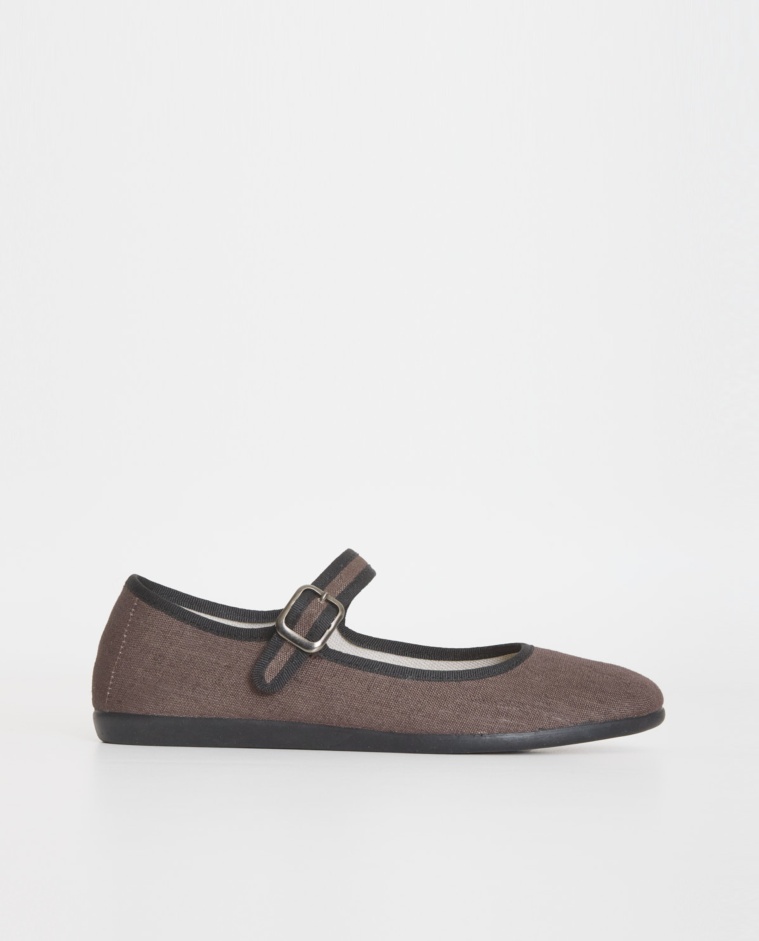 Linen ballerina flats with buckle|Yerse