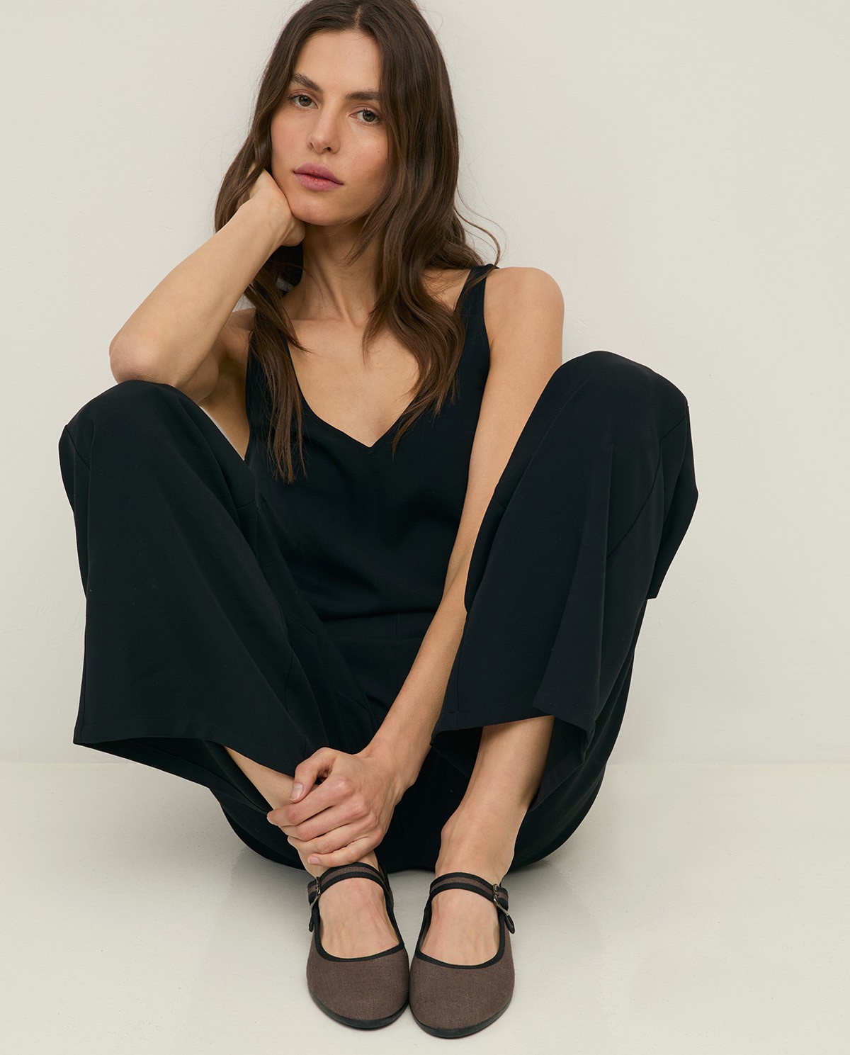 Linen ballerina flats with buckle|Yerse 2