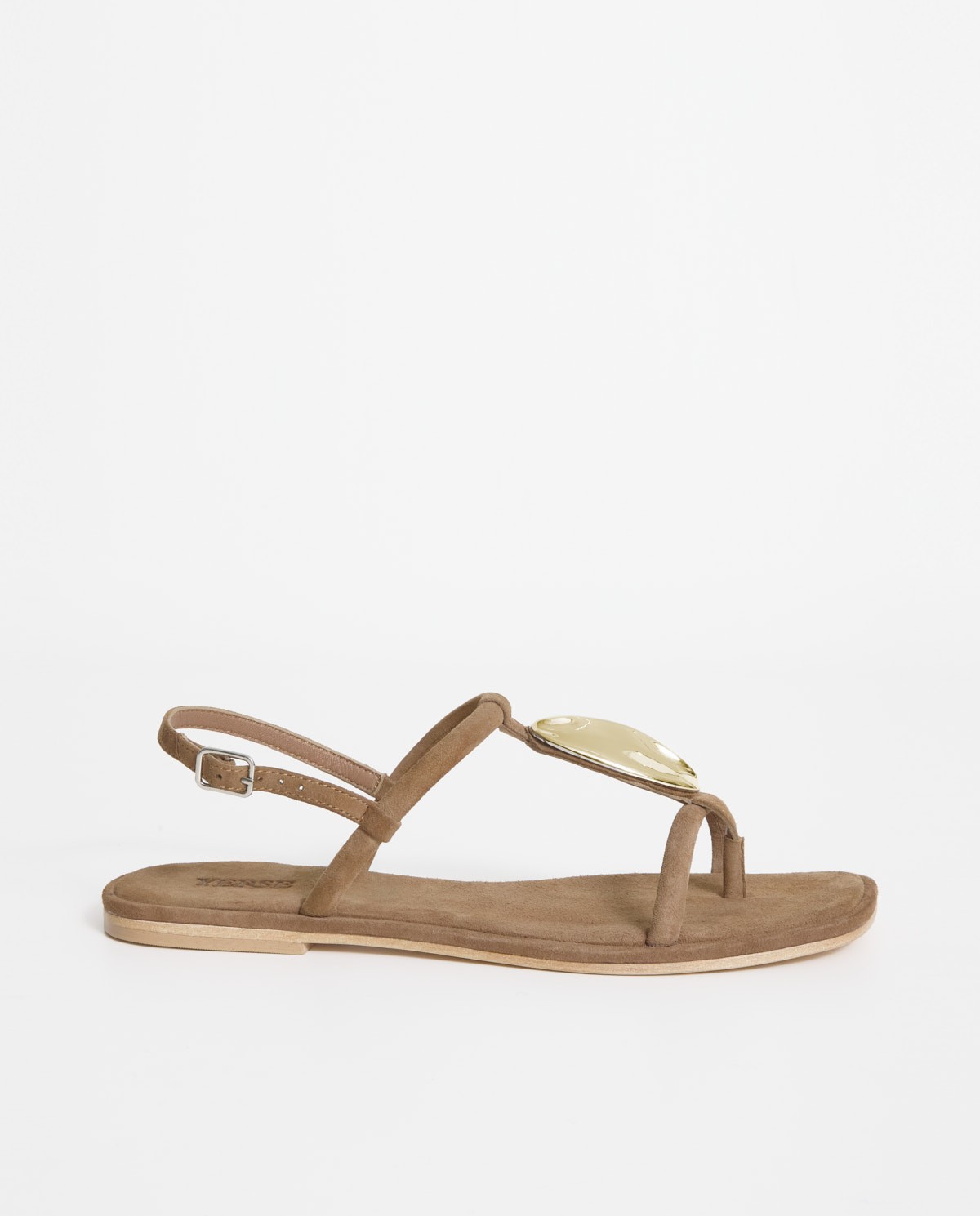 Sandales plates en cuir avec détail métallique