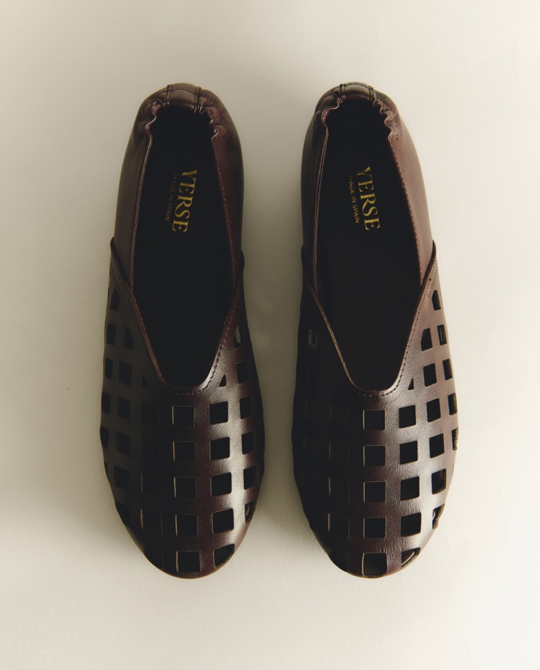 Punched-leather ballerina flats |Yerse