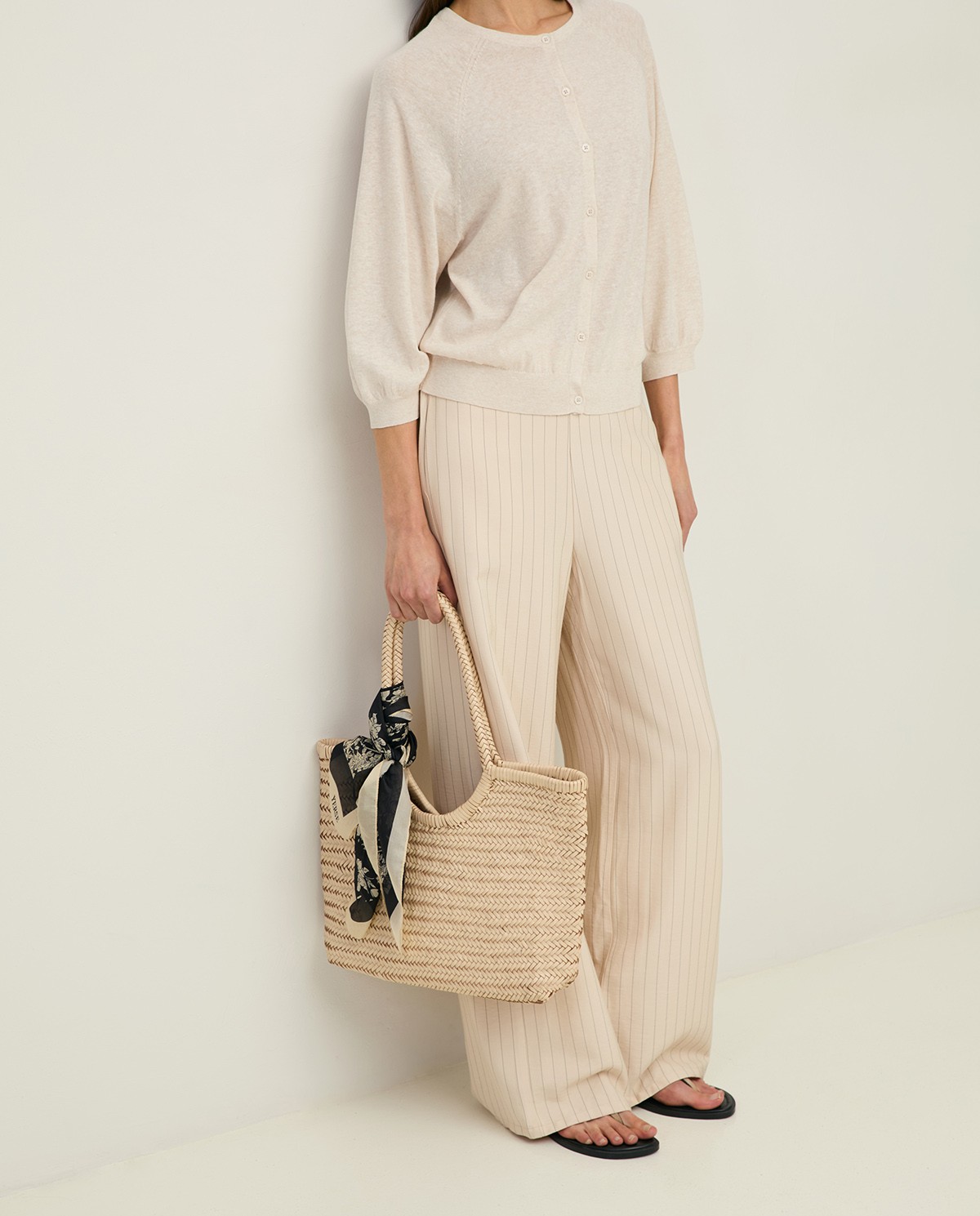 Panier en cuir tressé avec pochette intérieure en coton| Yerse 2