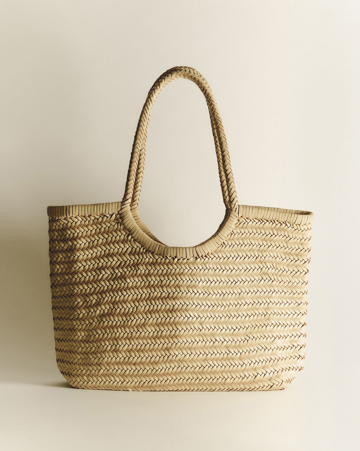 Panier en cuir tressé avec pochette intérieure en coton| Yerse 3