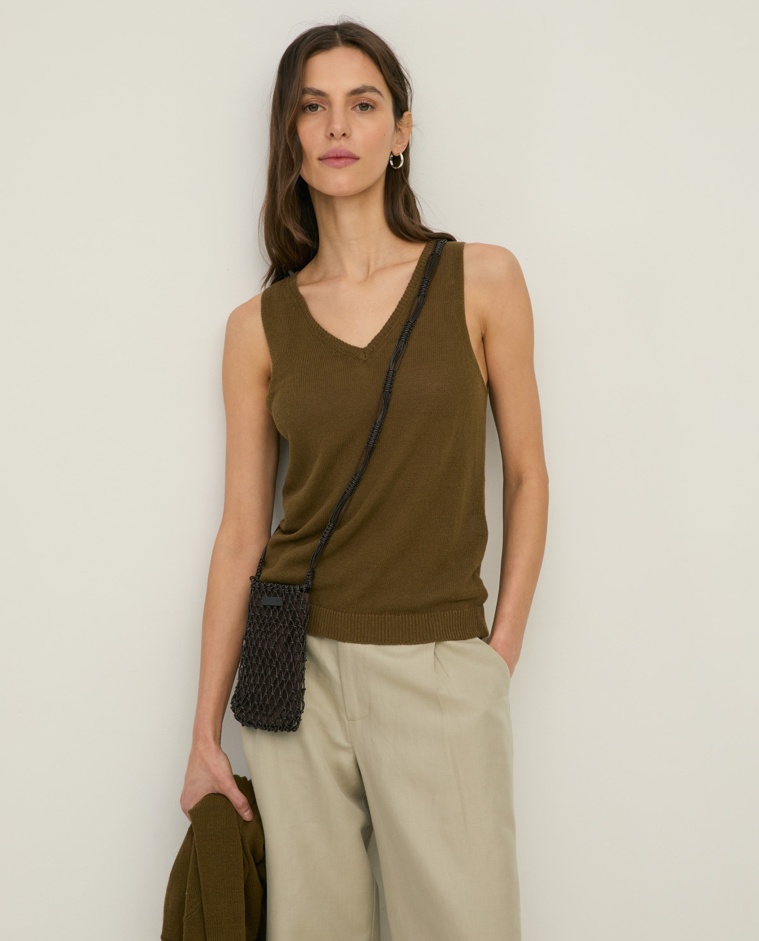 Leather macramé mobile pouch|Yerse