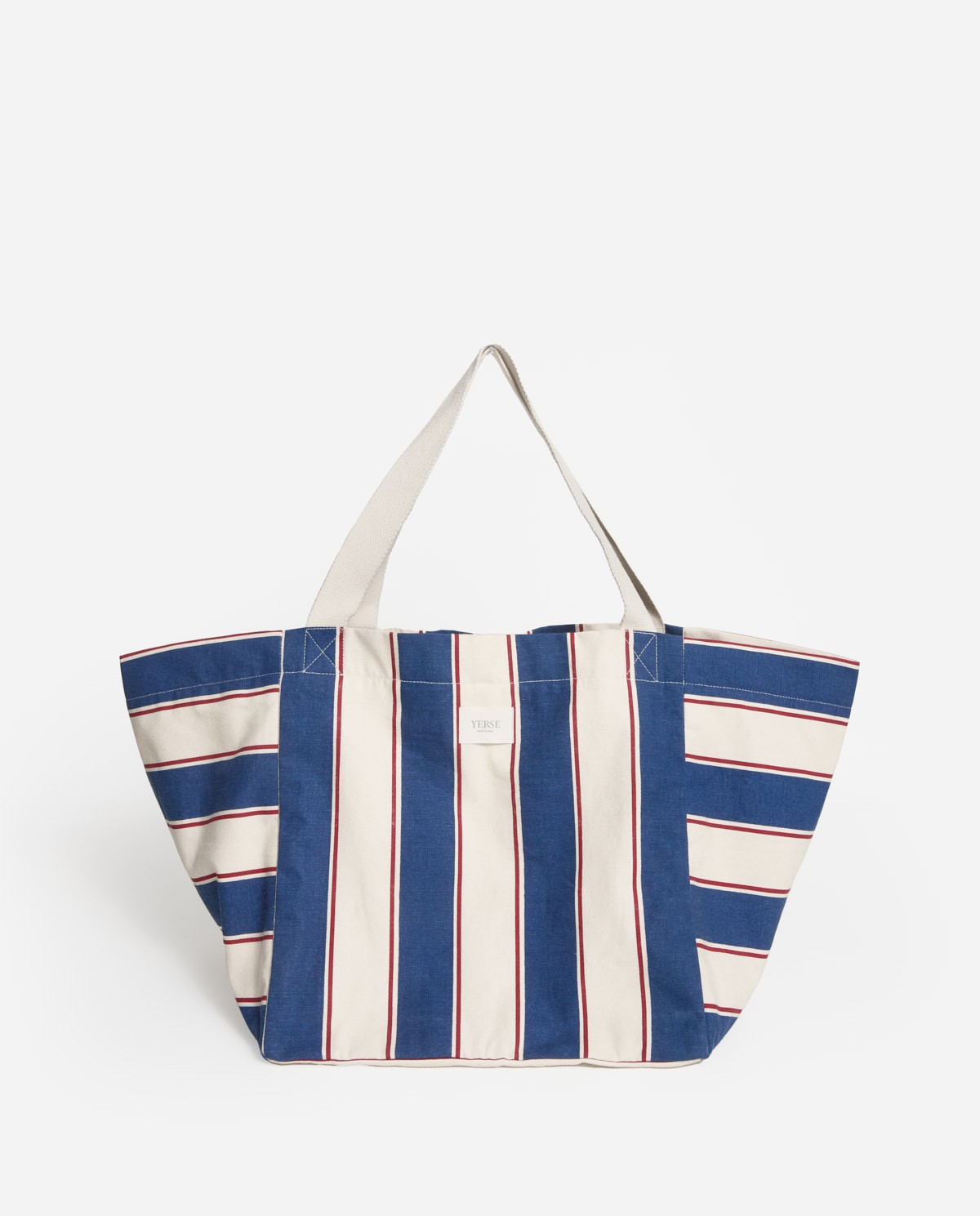 Bolso shopper de cotó de ratlles