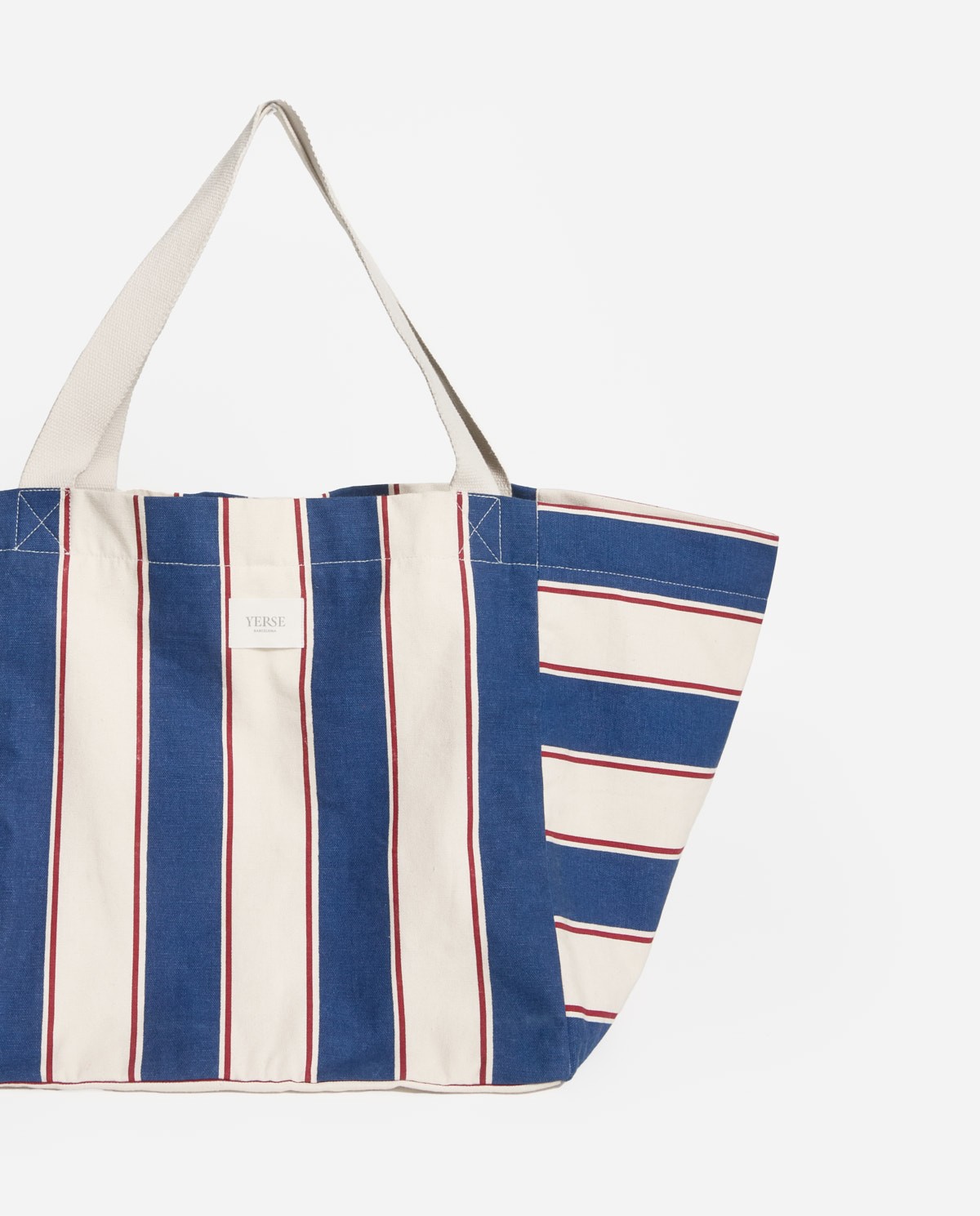 Bolso shopper de cotó de ratlles