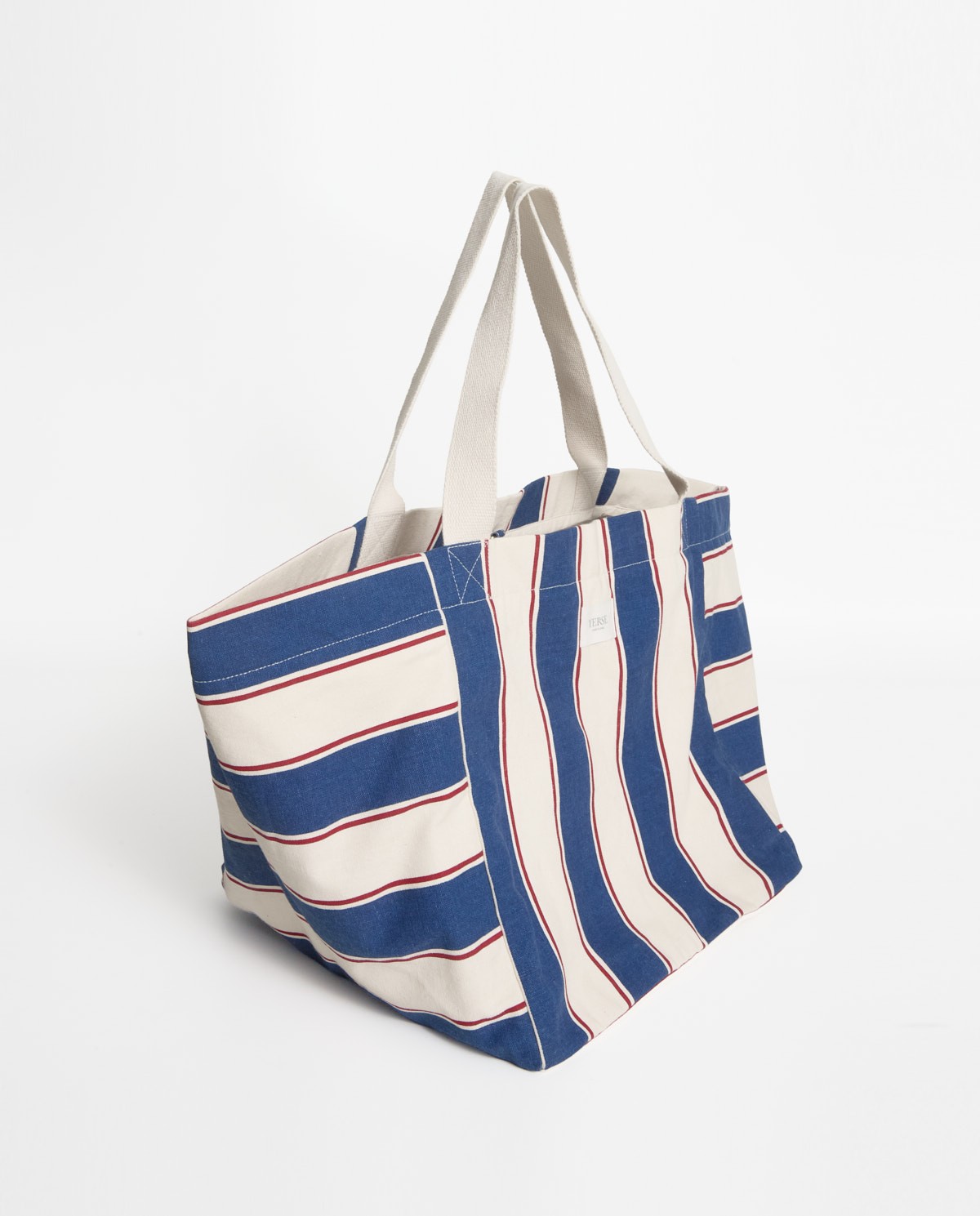 Bolso shopper de cotó de ratlles