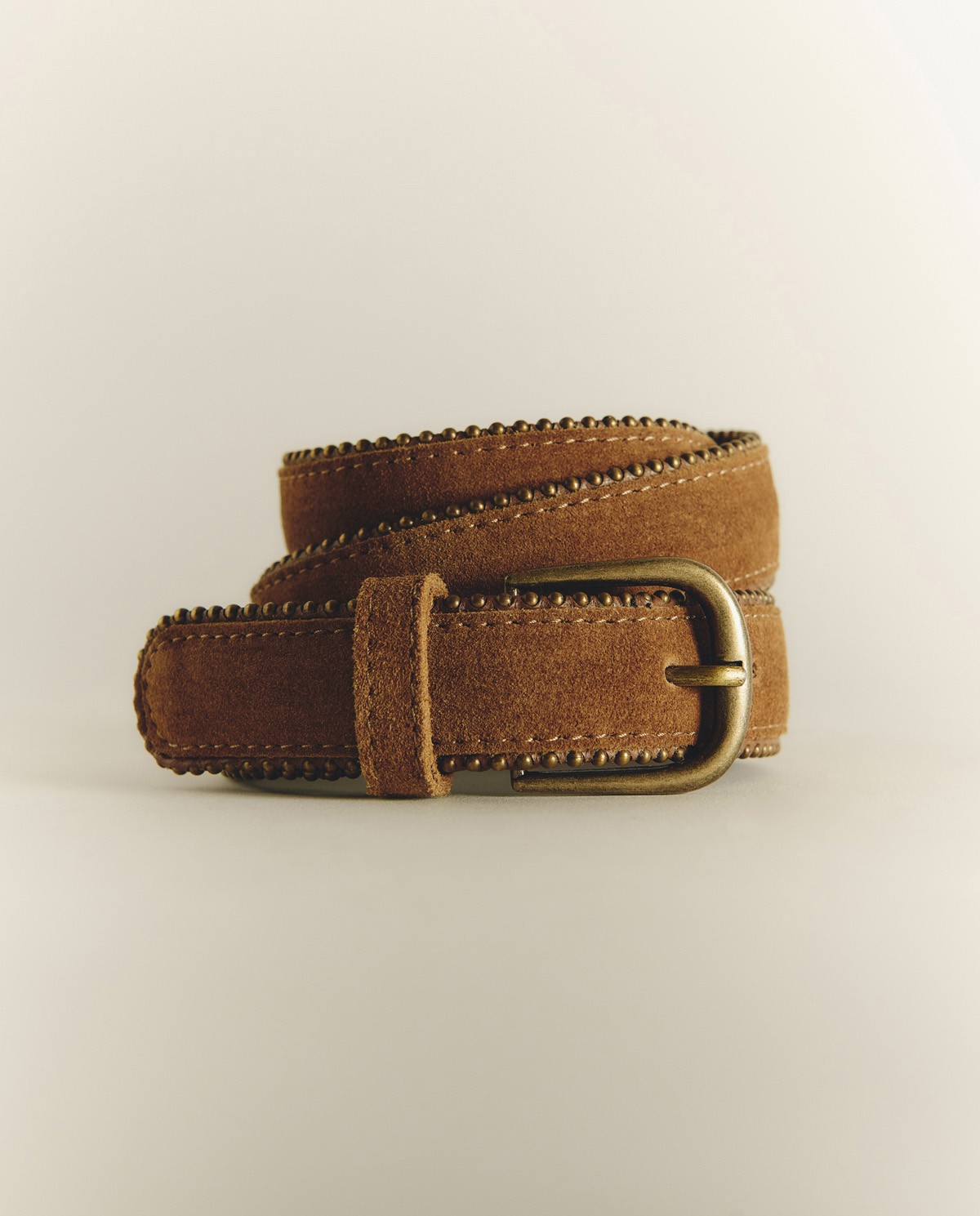 Split-leather belt with metal balls|Yerse