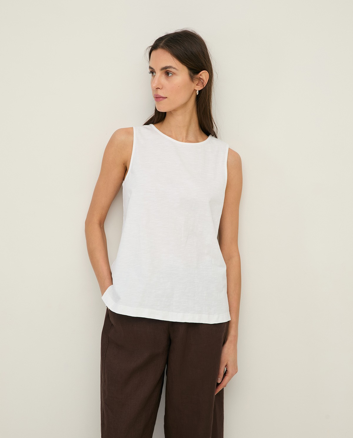 Slub-cotton top with wide straps|Yerse 1