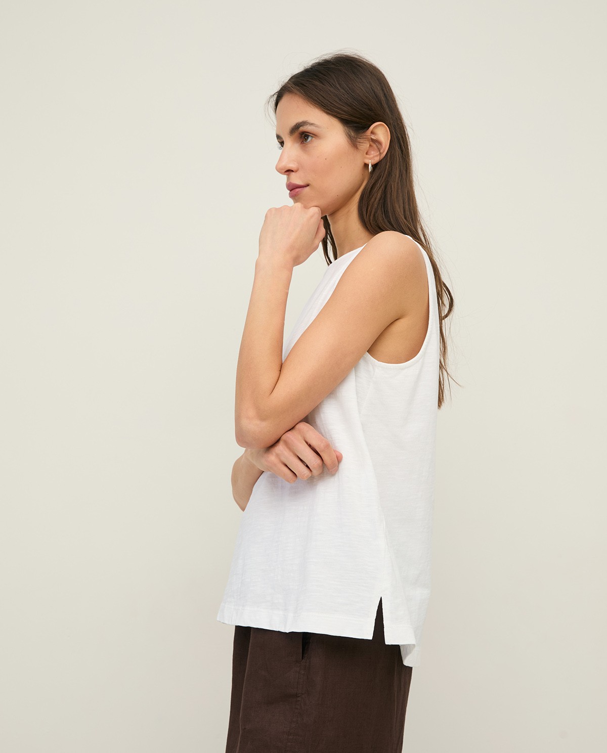 Slub-cotton top with wide straps|Yerse 2