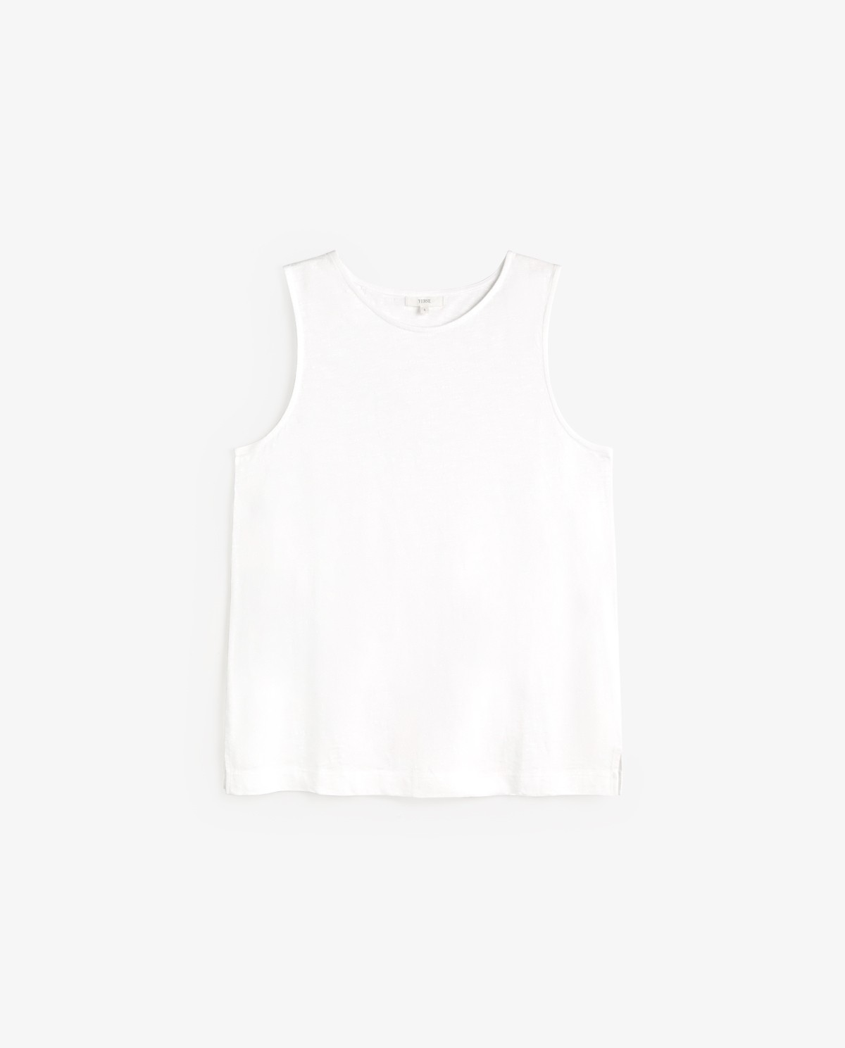 Top tirante ancho algodón flamé en color blanco, vista frontal con detalle del tejido 4