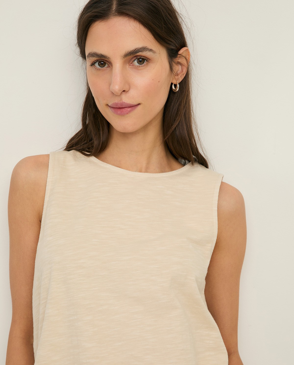 Slub-cotton top with wide straps|Yerse 1