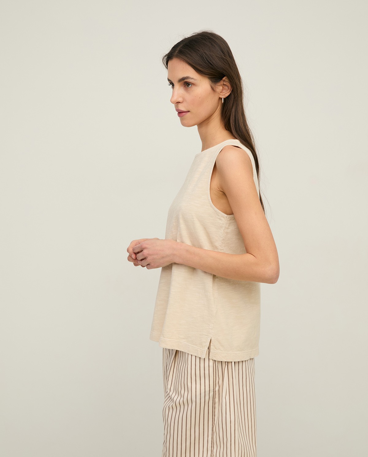 Slub-cotton top with wide straps|Yerse 2