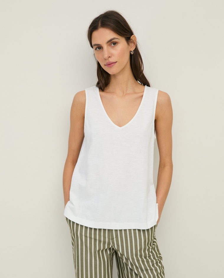 Slub-cotton V-neck top|Yerse