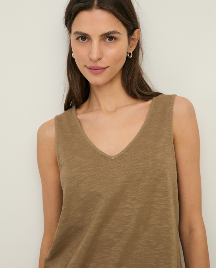 Slub-cotton V-neck top|Yerse