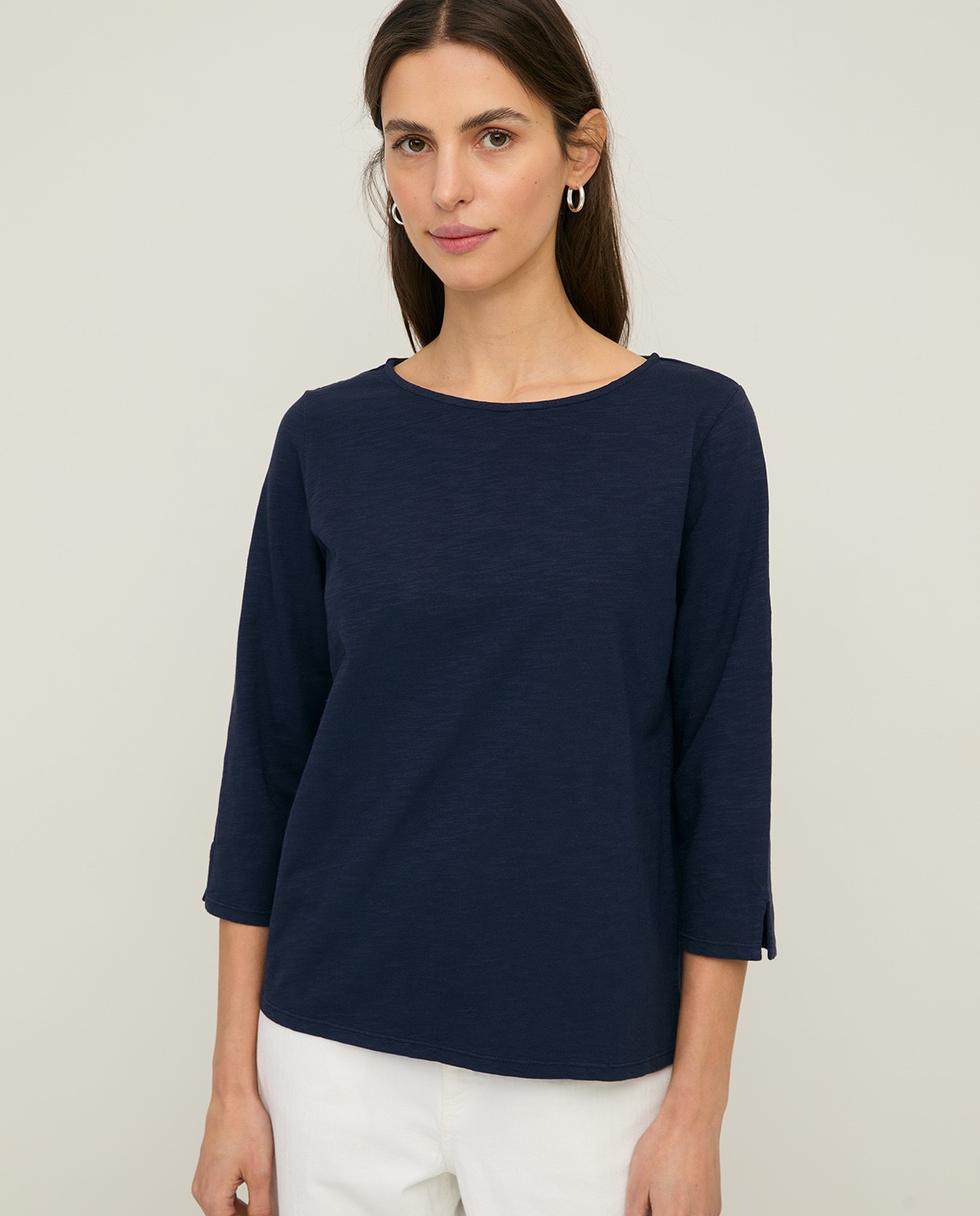 French-sleeve bateau-neck slub-cotton T-shirt|Yerse
