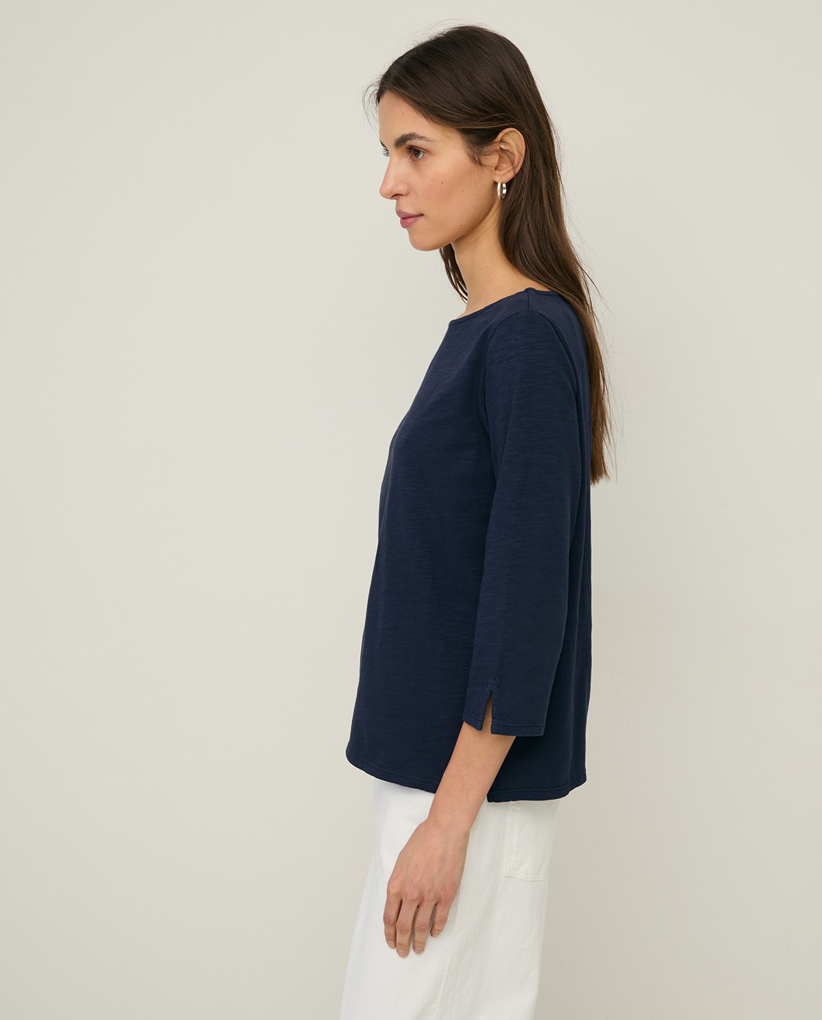 French-sleeve bateau-neck slub-cotton T-shirt|Yerse 2