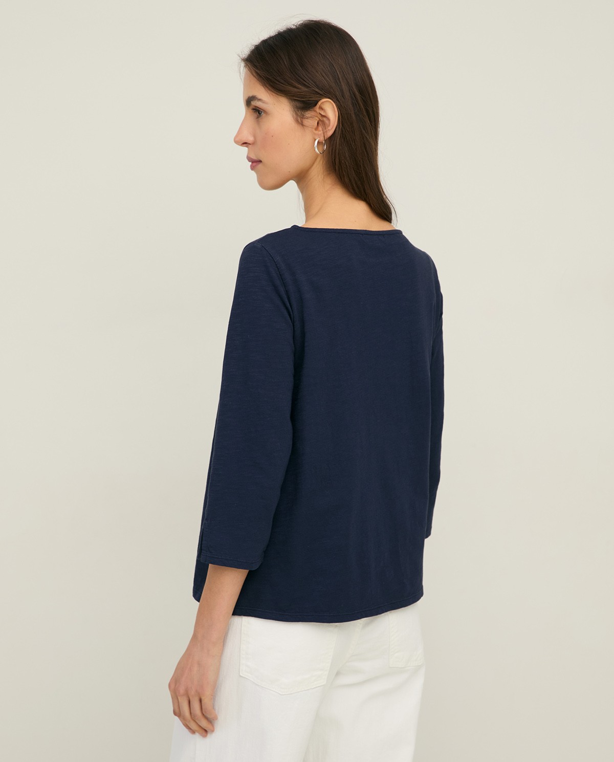 French-sleeve bateau-neck slub-cotton T-shirt|Yerse 3