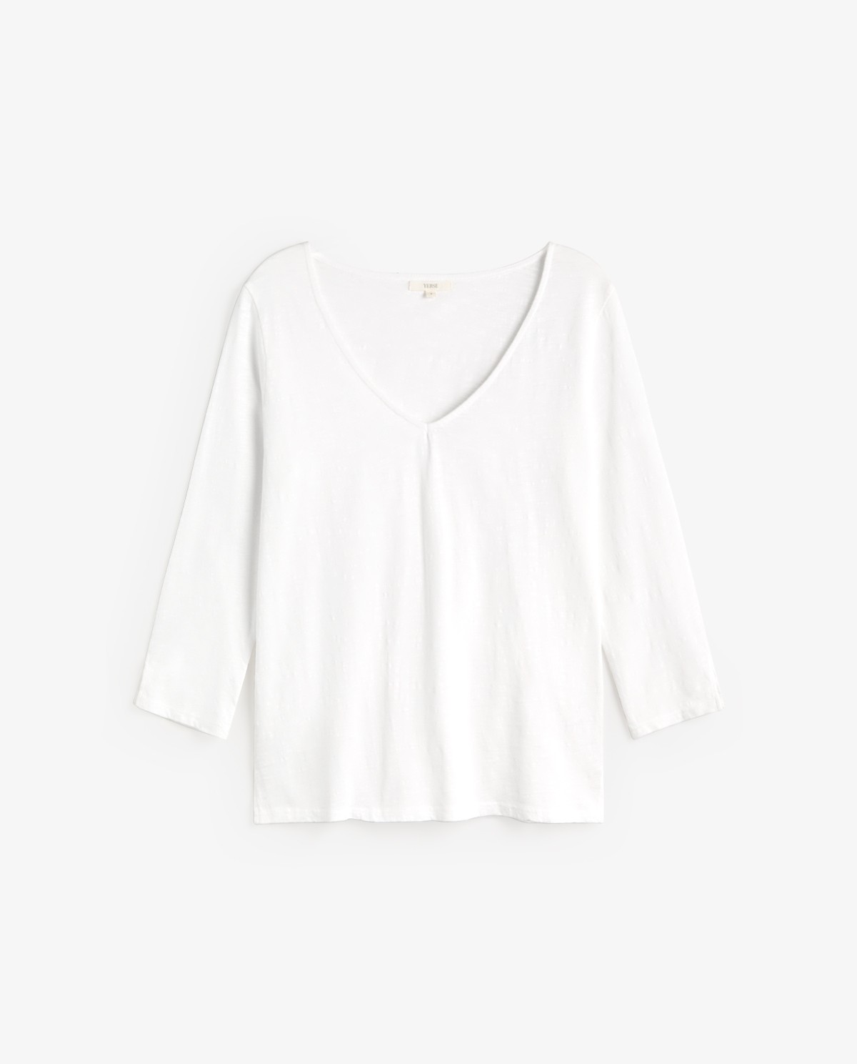 Camiseta algodón flamé manga francesa en color blanco, vista frontal con detalle del tejido 4