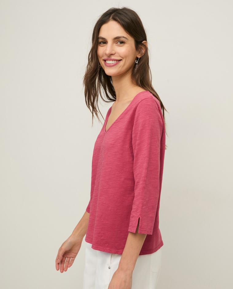 French-sleeve slub-cotton T-shirt|Yerse