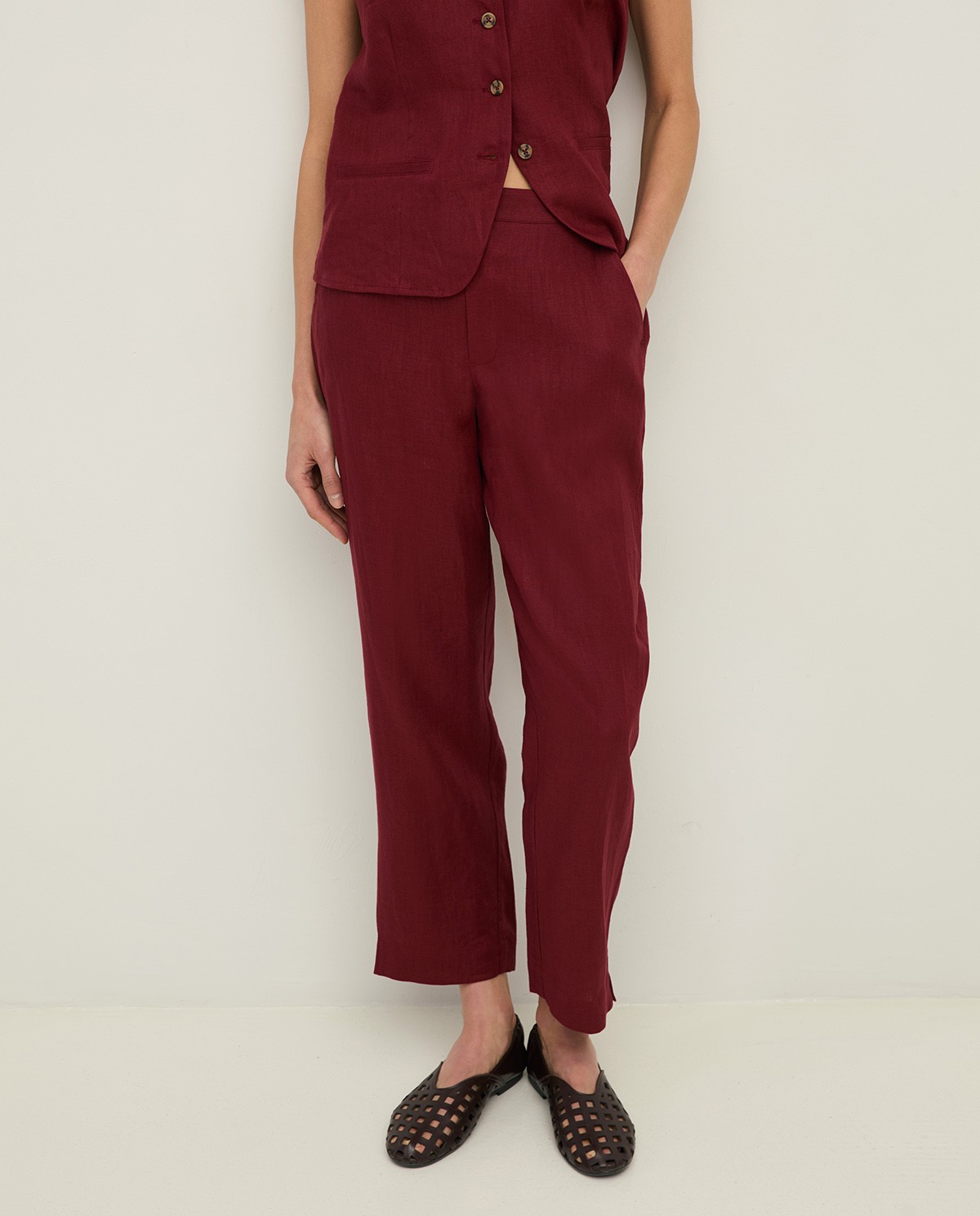 Pantalón lino recto