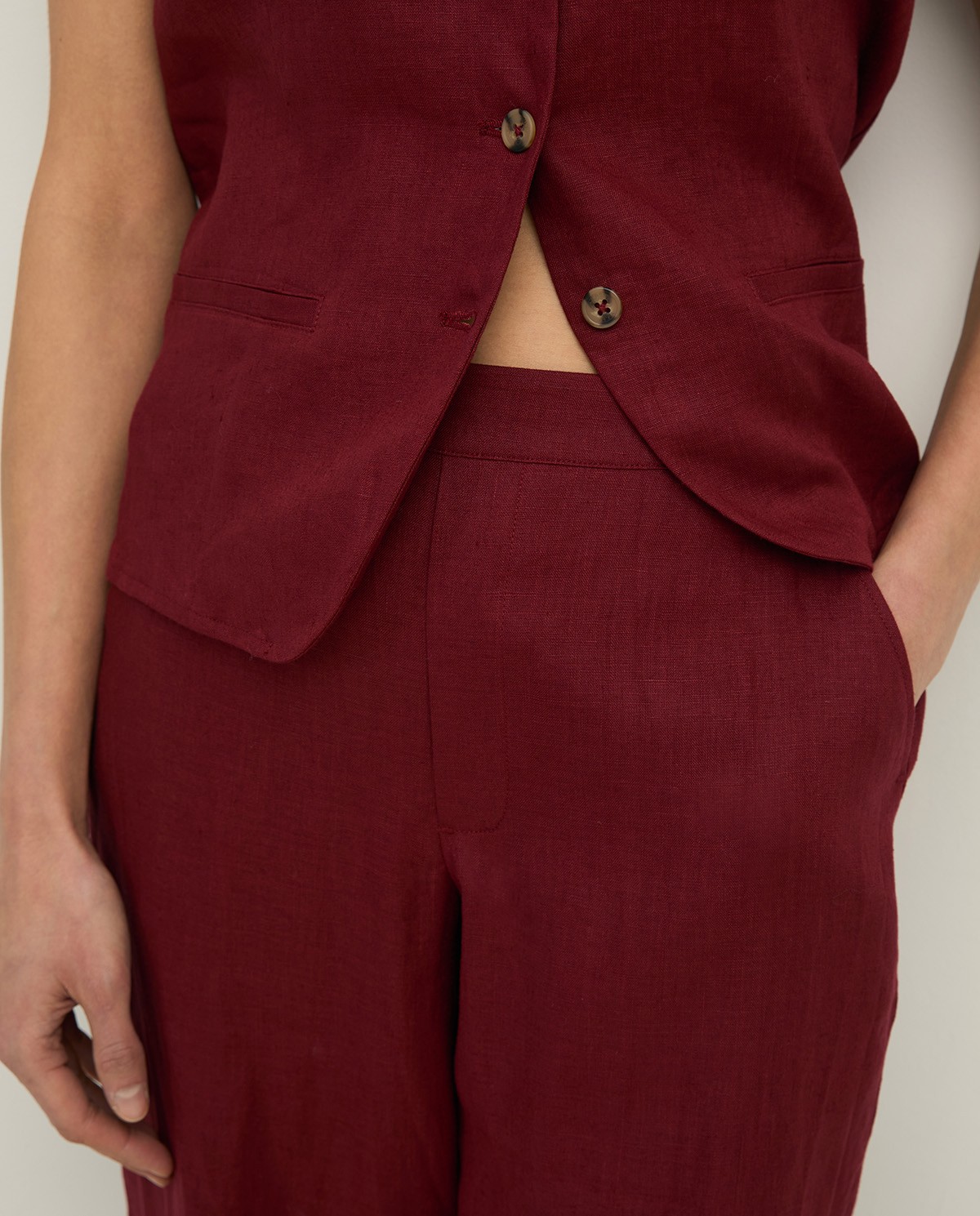 Pantalón lino recto