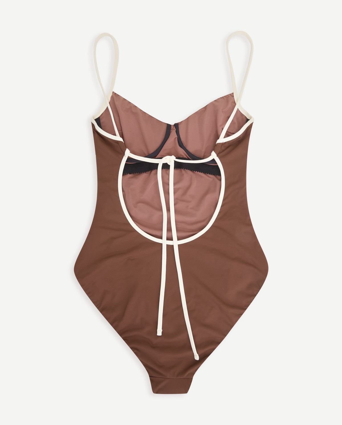 Bañador con aros blanco y marrón